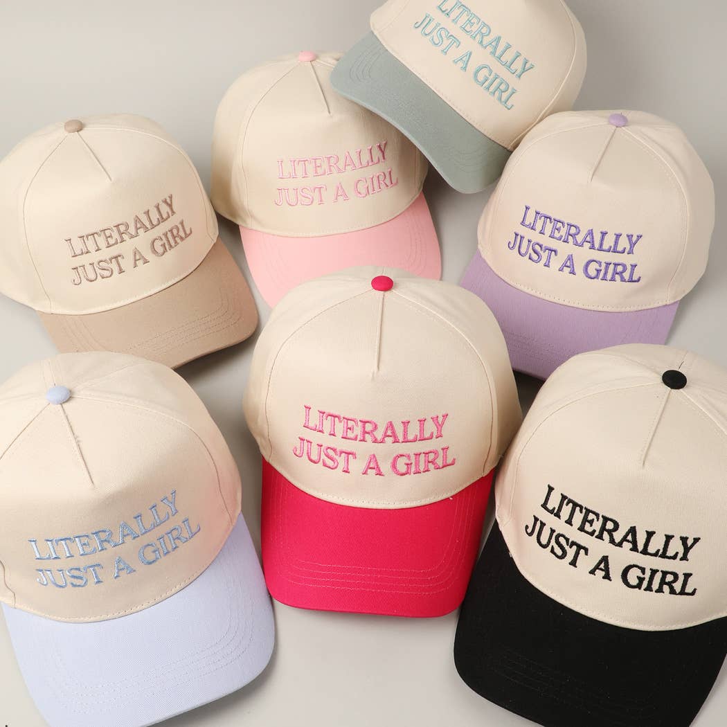 Literally Just A Girl Embroidery Two Tone Trucker Hat