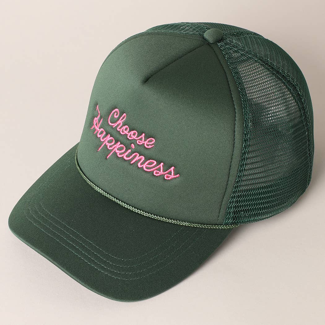 Choose Happiness Embroidery Mesh Back Trucker Hat