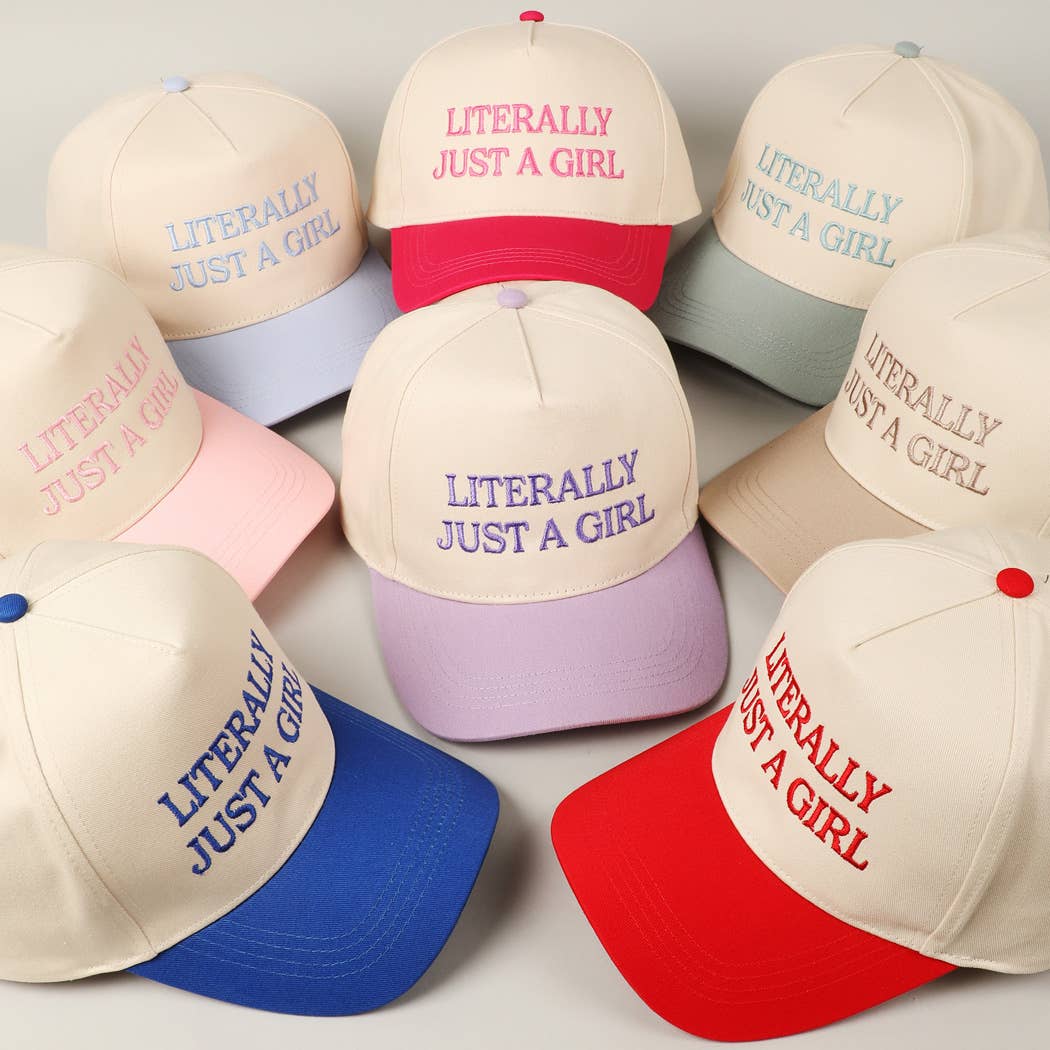 Literally Just A Girl Embroidery Two Tone Trucker Hat