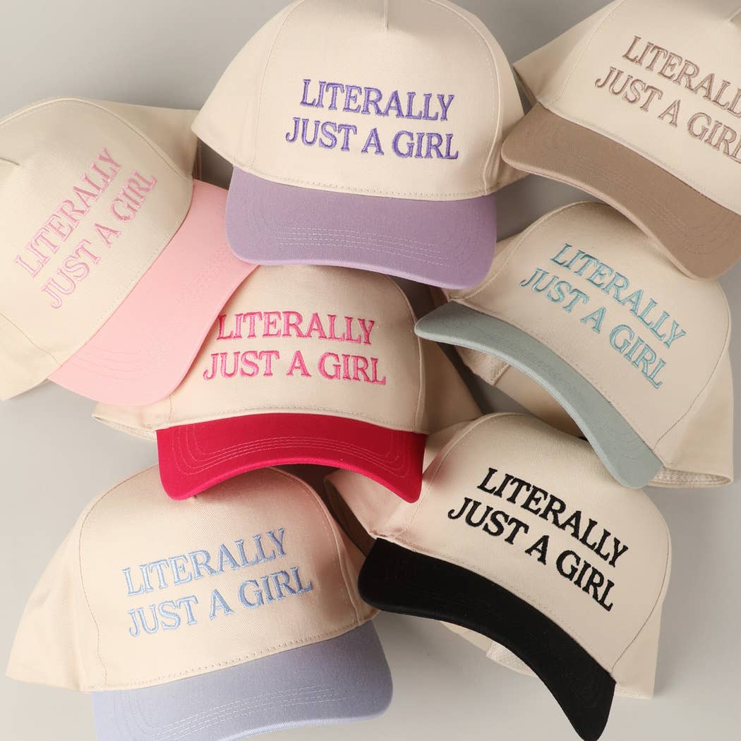 Literally Just A Girl Embroidery Two Tone Trucker Hat