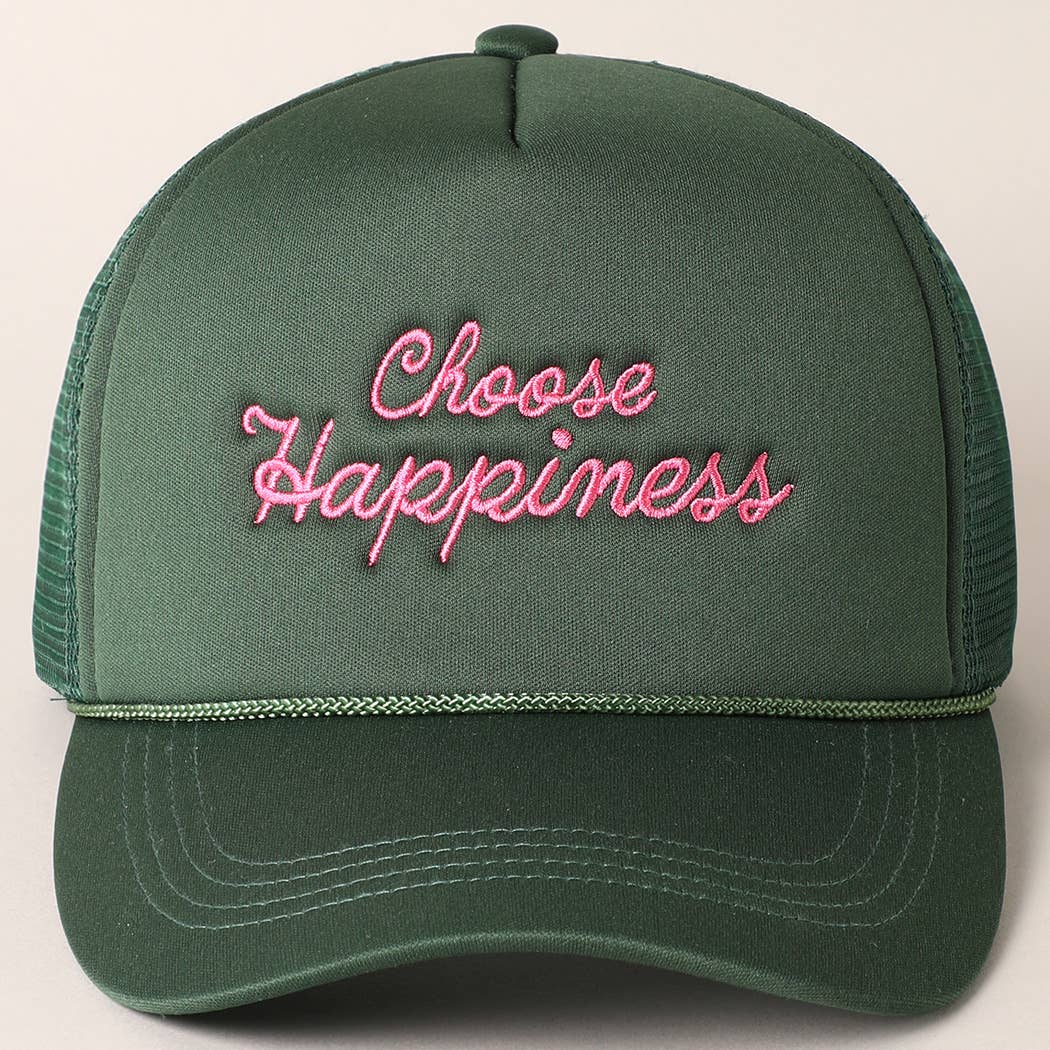 Choose Happiness Embroidery Mesh Back Trucker Hat