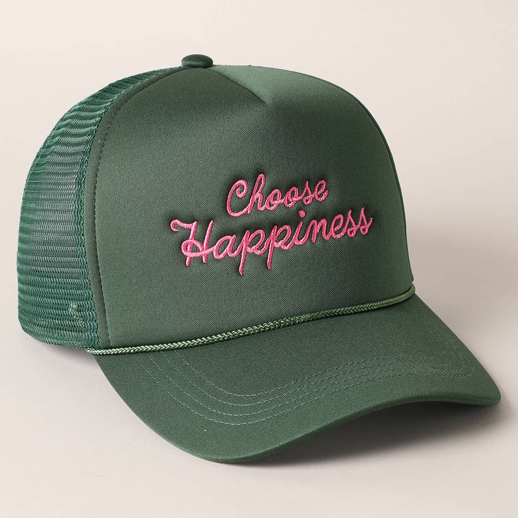 Choose Happiness Embroidery Mesh Back Trucker Hat